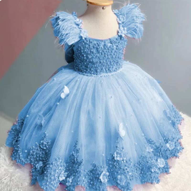 Vestido de Fiesta Infantil Mariposa Perlas