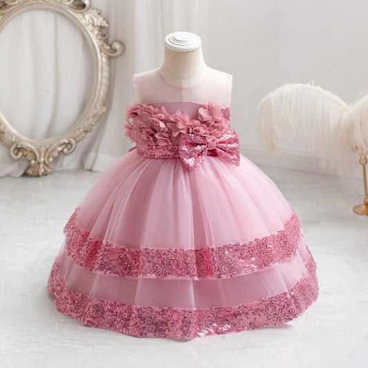 Vestido de fiesta con lazo brillante