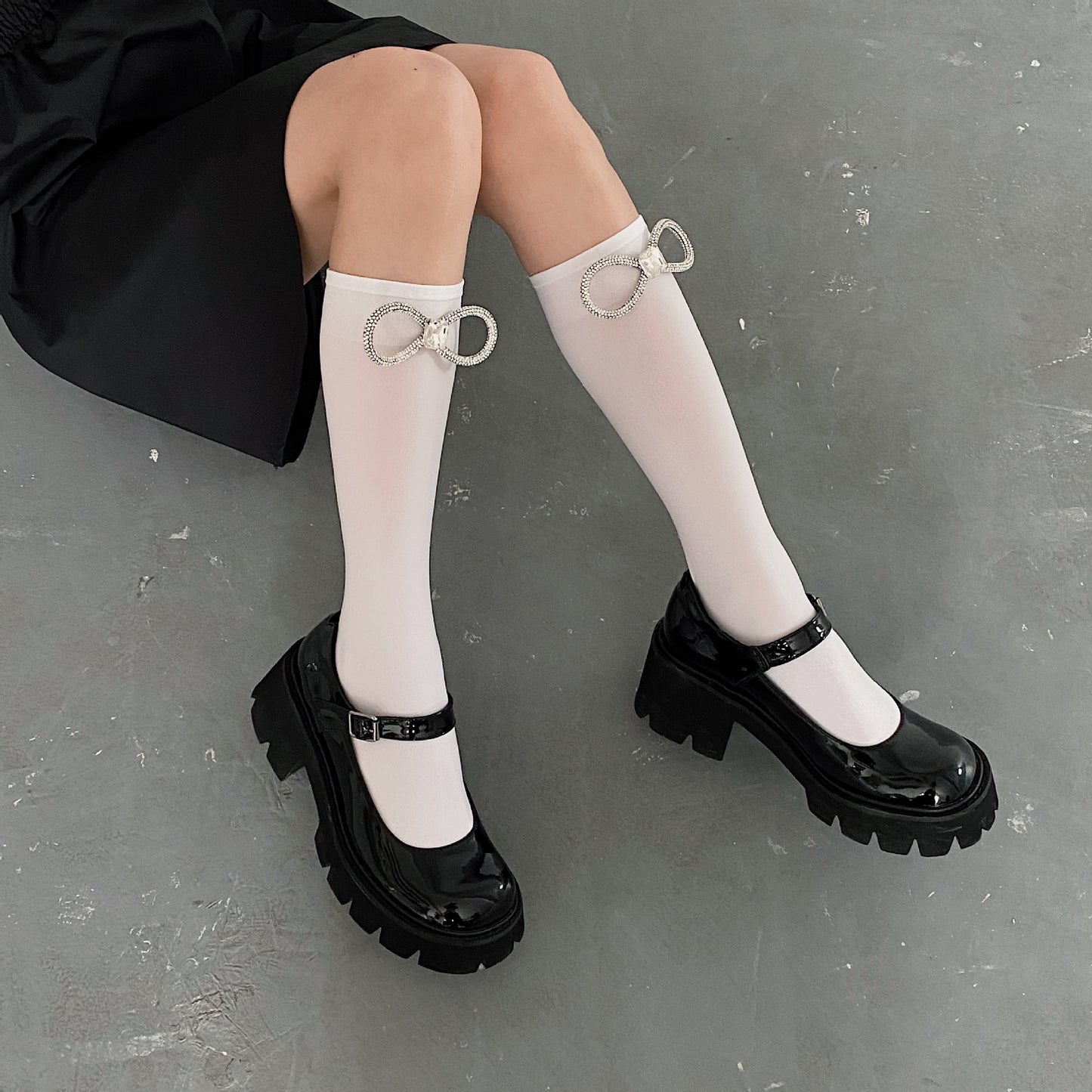 Calcetines infantiles con lazo brillante