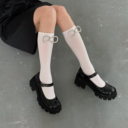Calcetines infantiles con lazo brillante