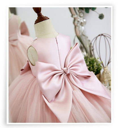Vestido de Fiesta Infantil Lazo y Perlas