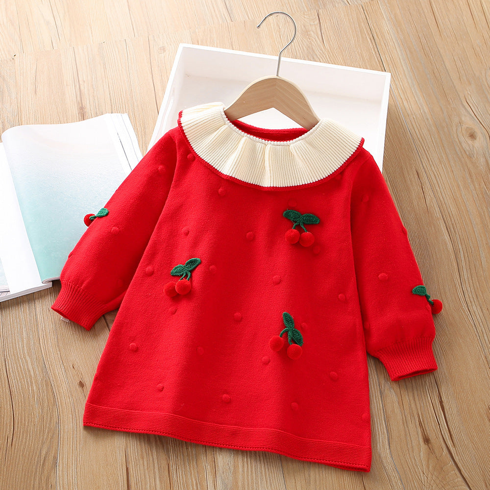 Vestido Infantil de Invierno Cerezas