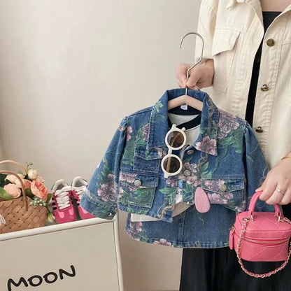 Conjunto de Jeans con Estampado Floral para Niña