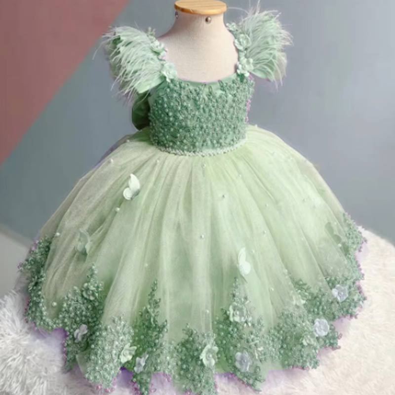 Vestido de Fiesta Infantil Mariposa Perlas