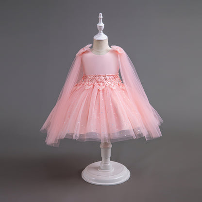 Vestido de Fiesta Infantil Tul Brillante Lazos