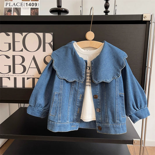 Chaqueta Vaquera para Niña con Cuello y Bolsillos