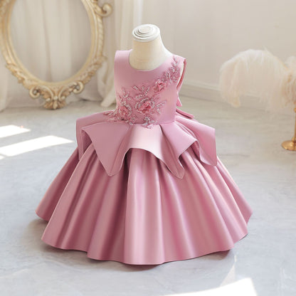 Vestido de Fiesta Infantil Flores Brillantes