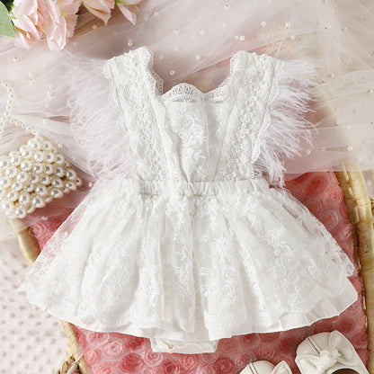 Vestido Infantil Flores y Encaje