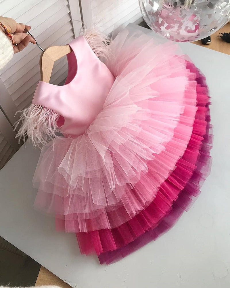 Vestido de fiesta de tul en capas