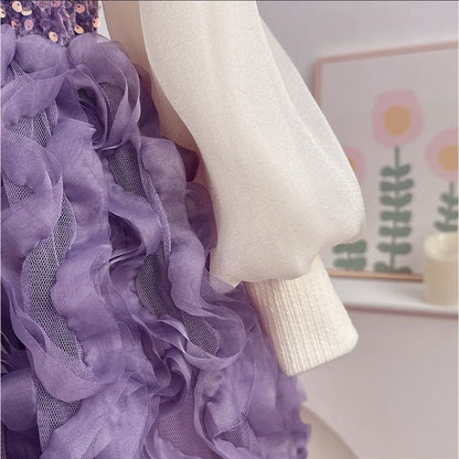 Vestido Infantil con Lazo Brillante