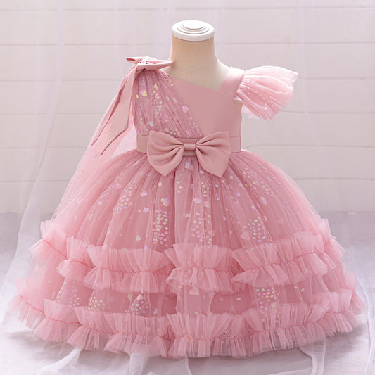 Vestido de fiesta infantil de tul con encaje