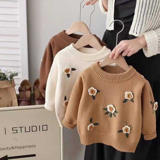 Jersey de Punto para Niña Flores