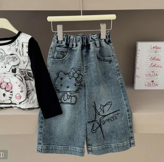 Vaqueros Infantiles Hello Kity