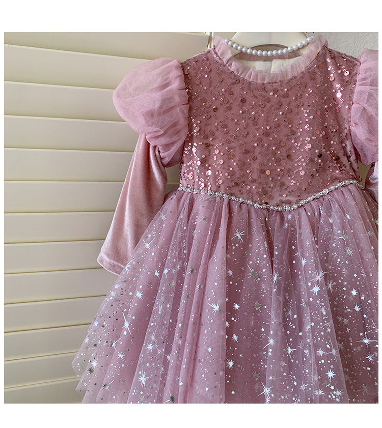 Vestido de Fiesta Infantil Rosa Brillante