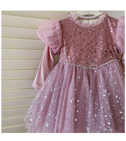 Vestido de Fiesta Infantil Rosa Brillante