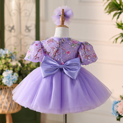 Vestido de Fiesta Infantil Morado Brillante