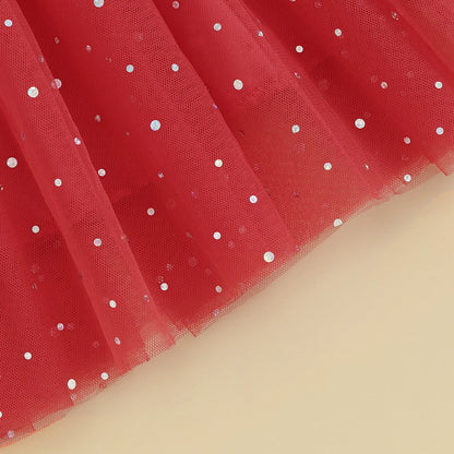 Vestido Infantil de Tirantes de Tul Navideño