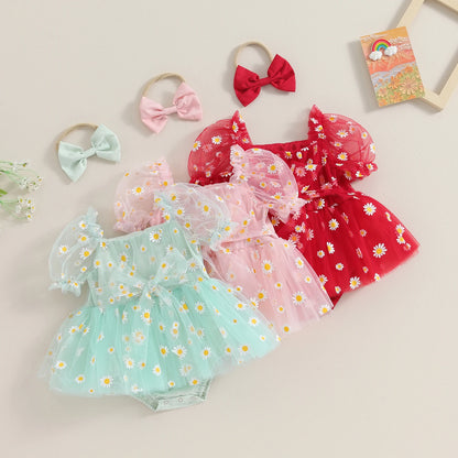 Body Infantil Tul Margaritas + Lazo