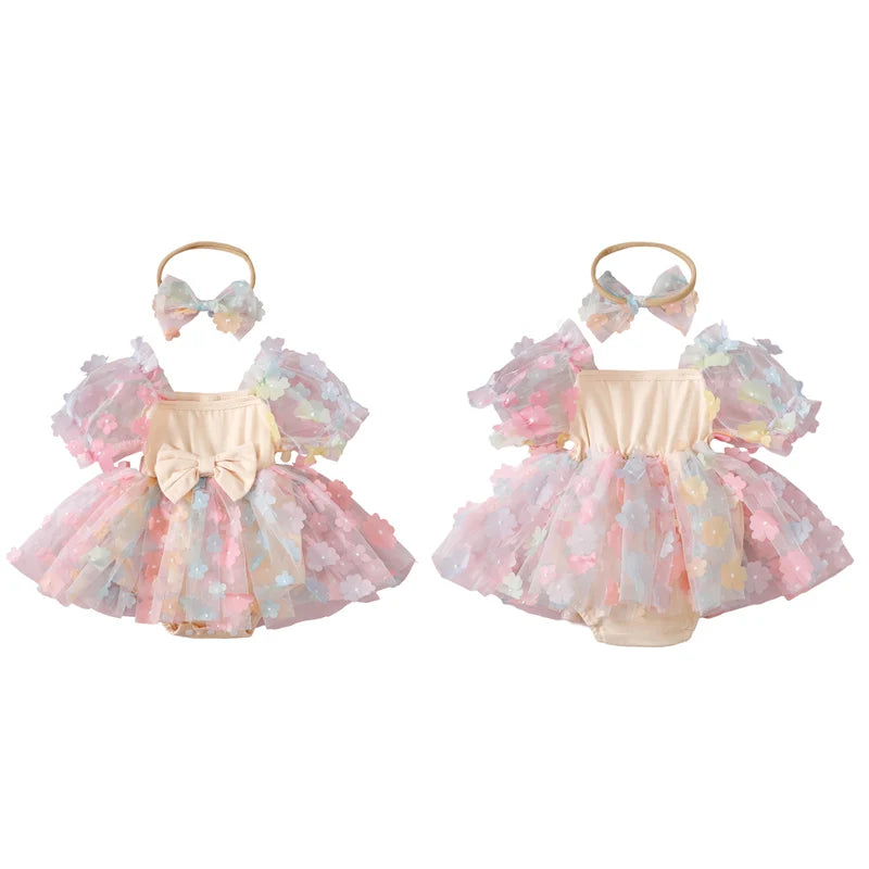 Body Infantil Tul Floral + Lazo