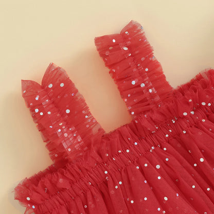 Vestido Infantil de Tirantes de Tul Navideño