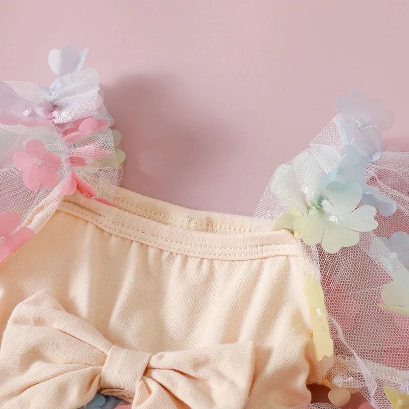 Body Infantil Tul Floral + Lazo