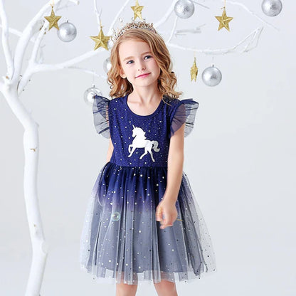 Vestido Infantil Unicornio Estrellas