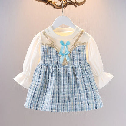 Vestido Infantil De Encaje Tweed