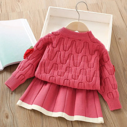 Conjunto infantil de punto plisado de fresa