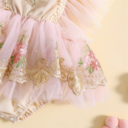 Body Infantil con Bordado de Flores+Lazo