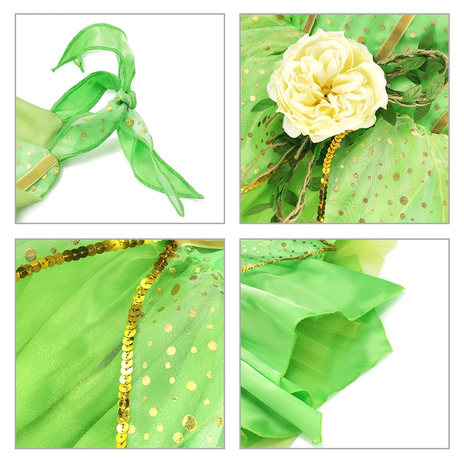 Vestido de fiesta verde para niñas