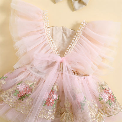 Body Infantil con Bordado de Flores+Lazo