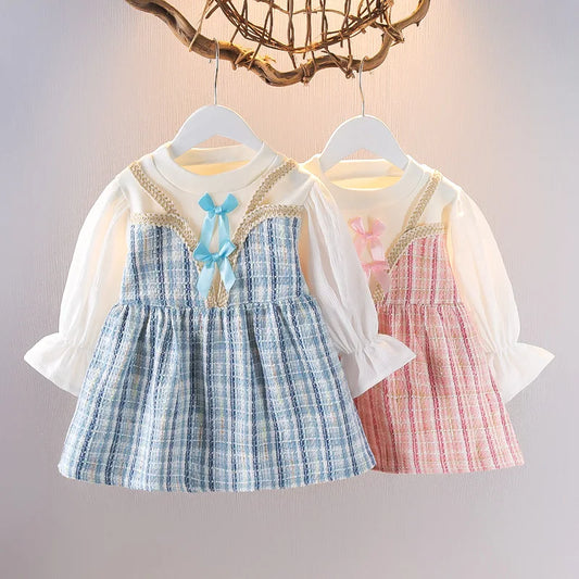 Vestido Infantil De Encaje Tweed