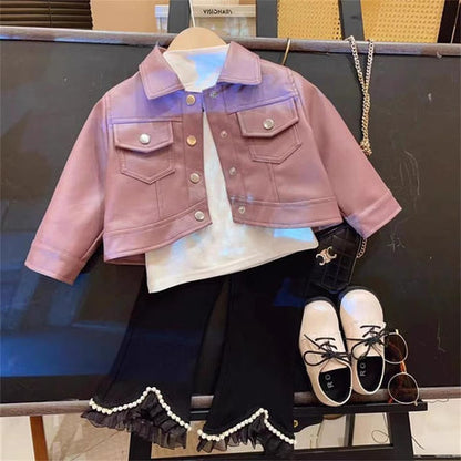 Chaqueta Infantil Botones Rosa