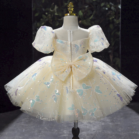 Vestido infantil mariposa brillante
