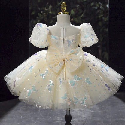 Vestido infantil mariposa brillante