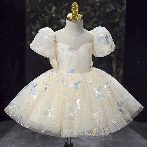 Vestido infantil mariposa brillante