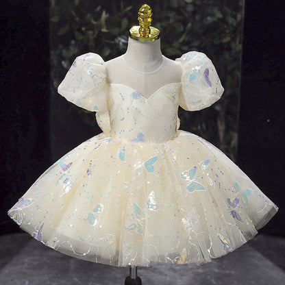 Vestido infantil mariposa brillante
