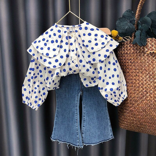 Conjunto Infantil de Lunares y Jeans