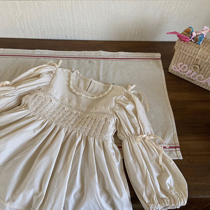 Vestido Infantil Manga Larga Perlas