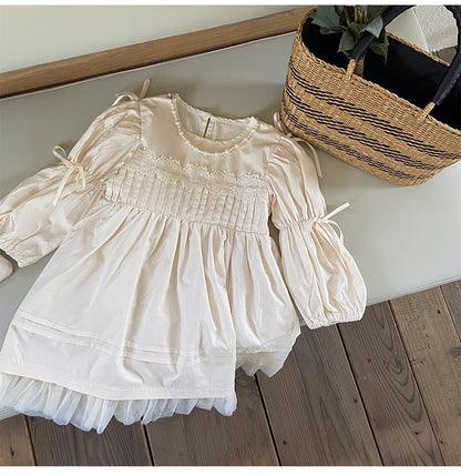 Vestido Infantil Manga Larga Perlas