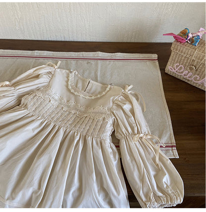 Vestido Infantil Manga Larga Perlas