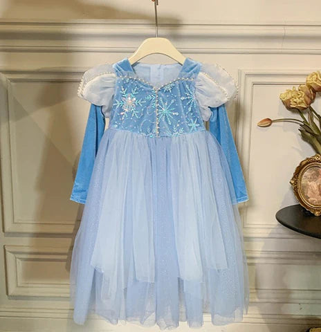 Vestido Princesa Infantil de Tul Azul