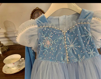 Vestido Princesa Infantil de Tul Azul