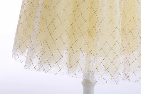 Vestido infantil de princesa amarillo y azul