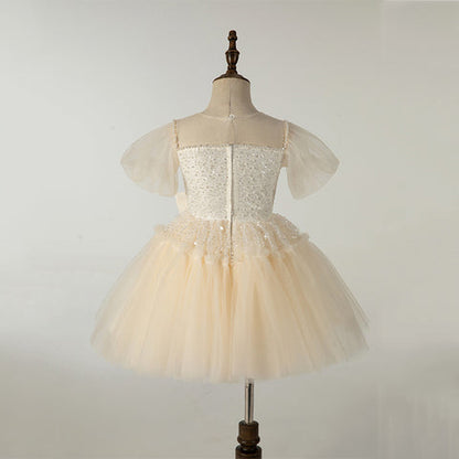 Vestido de fiesta infantil con lazo brillante