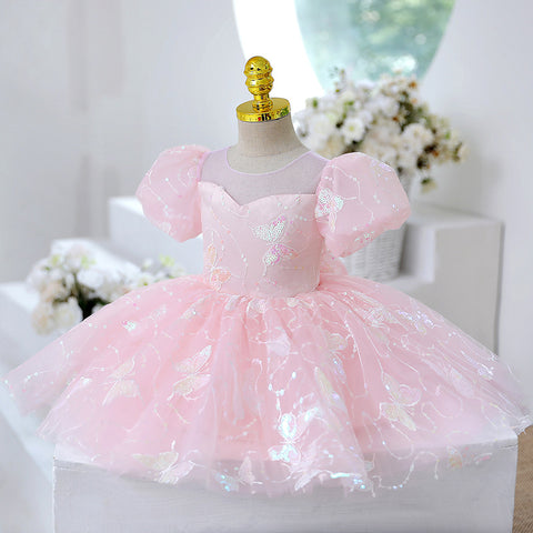 Vestido infantil mariposa brillante