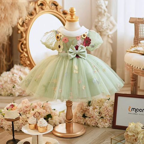 Vestido Infantil Jardín Encantado Verde