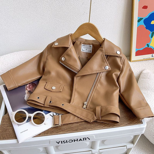 Chaqueta de cuero para niños con botones
