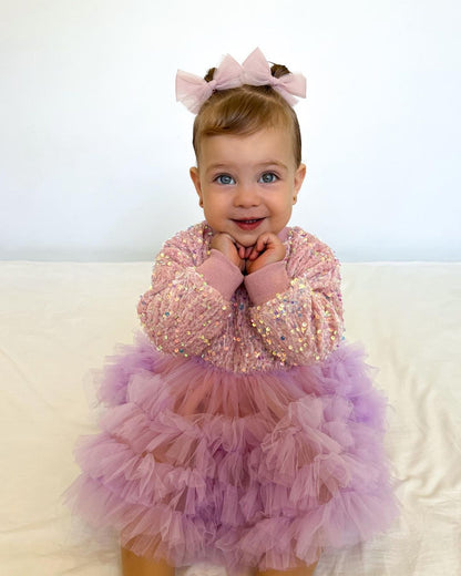 Vestido Infantil Lentejuelas Tul Capas