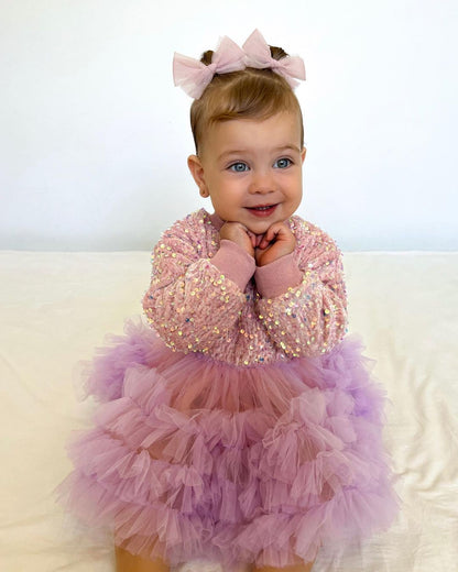 Vestido Infantil Lentejuelas Tul Capas
